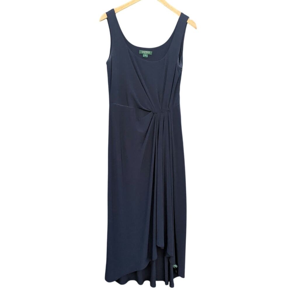 Lauren Ralph Lauren Preppy Costal Summer Dress Long Line Size 10 Sun Navy Blue